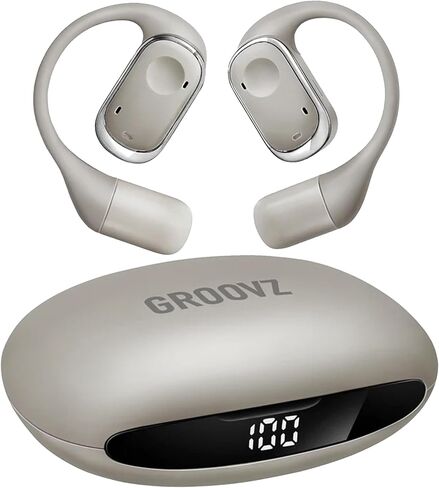 سماعات Groovz Open -Ear Wireless True مع شاشة ذكية للبطارية - مصممة وهندسة في الولايات المتحدة الأمريكية - أذن Bluetooth ذات التصنيف IPX5 متوافقة مع Apple & Android - Floral in Kuwait