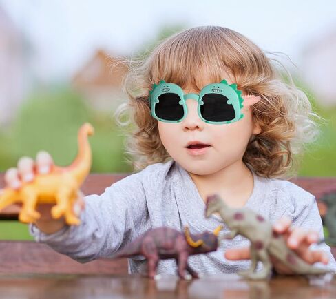 Dinosaur Toddler Sunglasses for Kids Aged 2-6, UV400 Protection Secure Fit for Outdoor Adventures,Drak Lenses Blue Yellow Red Black in Saudi Arabia