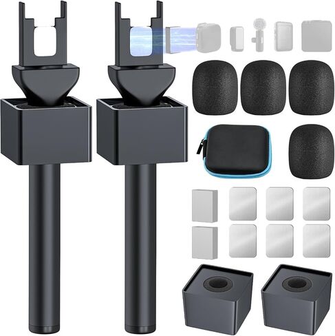مقبض الميكروفون لـ DJI/DJI Mini ، حامل الميكروفون لـ Rode Wireless Go/Hollyland Lark/Lavalier MIC ، حامل MIC Magnetic Universal ، حامل ميكروفون مع 3 مرشحات البوب للتسرب ، مقابلة ، بودكاست ، تقارير in Kuwait