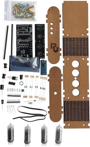 Nixie Tube Clock Kit DIY in14 GoFRA (مع أنابيب) وعلاج خشبي. (تنسيق 12 ساعة) in Kuwait