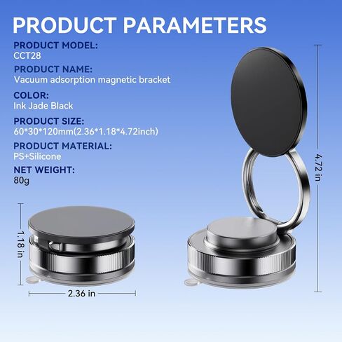 حامل هاتف Nano Gel Magnetic Proghed مع كوب شفط الفراغ وتصميم قابل للطي للسيارات والحمام وجدار اليوغا وموقف المطبخ ومتوافق مع Magsafe وجميع الهواتف الذكية in Kuwait