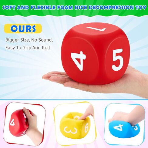 Zomiboo 4 PCS 4 بوصة الرغوة الكبيرة الزهر الناعم Jumbo Learning 6 من جانب مزيف زهر العملاق القلق تخفيف الهدايا لعائلة عائلة لعبة الفصول الدراسية تفضل حقيبة الإجهاد (DOT) in Kuwait