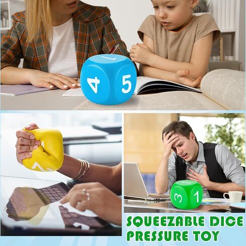 Zomiboo 4 PCS 4 بوصة الرغوة الكبيرة الزهر الناعم Jumbo Learning 6 من جانب مزيف زهر العملاق القلق تخفيف الهدايا لعائلة عائلة لعبة الفصول الدراسية تفضل حقيبة الإجهاد (DOT) in Kuwait