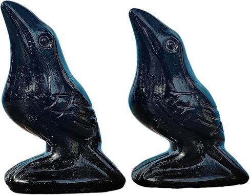 2"Natural Obsidian Flame Stone Crystal Raven Statue Healing Crystal Handmade Sculpture Guardian Pocket Statues Reiki Bird Meditation Office Home Decoration Gift (Flame Stone) in Saudi Arabia