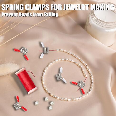 10 PCS Spring Clamps لصنع المجوهرات ، سدادة حبة مع مقابض حمراء لمنع الخرز من السقوط ، مشابك مقاطع زنبركية مصغرة للأساور DIY والقلائد in Saudi Arabia