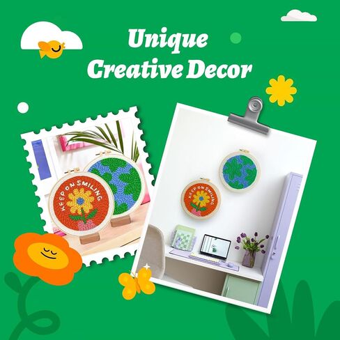 yuegool 6PCS Halloween Punch Needle Coasters Kit – Easy DIY Embroidery Kit for Beginners, Adults & Kids | Includes Patterns, Tools, Yarns, Hoop, Instructions, Coaster Holder in Kuwait