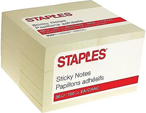 Staples Sticky Notes, 3 x 3 Inch, Recycled Notepads, Home, School, Office Supplies, 100-Sheets Per Pad, 18-Pads, Yellow in Saudi Arabia