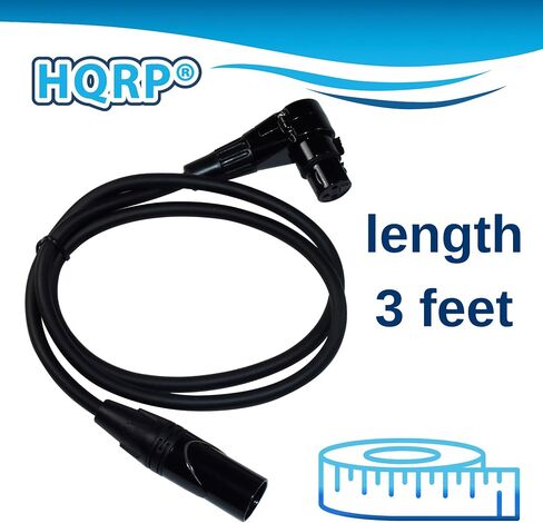 HQRP 2-Pack XLR to XLR Cable 3 Feet, 3-Pin XLR Male Straight to 3-Pin XLR Female Right Angle Cord for Speaker, PA System, PVC Jacket, Mic Cord, XLR Speaker Cable, XLR Microphone Cable, 3 Ft, Black in Saudi Arabia