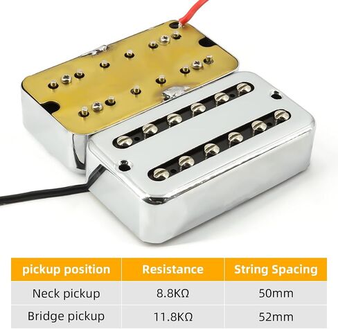 Double Coil Guitar Pickup Humbucker Pickup Set H Style Neck and Bridge Pickups Compatible with Les Paul LP Style Electric Guitar Replacement (Gold) in Saudi Arabia