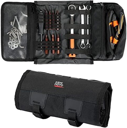 KEMIMOTO Motorcycle Tool Roll Bag Wrench Roll Up Tool Kit Organizer Pouch Wrap Faux Leather Portable Gifts for Men in Saudi Arabia