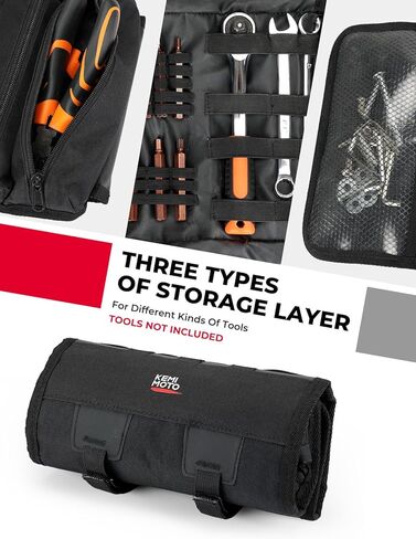 KEMIMOTO Motorcycle Tool Roll Bag Wrench Roll Up Tool Kit Organizer Pouch Wrap Faux Leather Portable Gifts for Men in Saudi Arabia