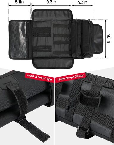 KEMIMOTO Motorcycle Tool Roll Bag Wrench Roll Up Tool Kit Organizer Pouch Wrap Faux Leather Portable Gifts for Men in Saudi Arabia