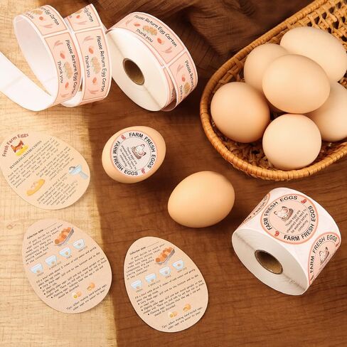 500 PCS مزرعة البيض الطازج ملصقات كرتون ملصقات 2 بوصة ملصقات تغليف البيض غير مغسول لدجاج بطة السمان in Saudi Arabia