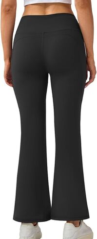 Petite Flared Yoga Pants for Women Wide Leg Side Pockets High Waist Stretchy Bootcut Loose Sweatpants Casual Workout in Saudi Arabia