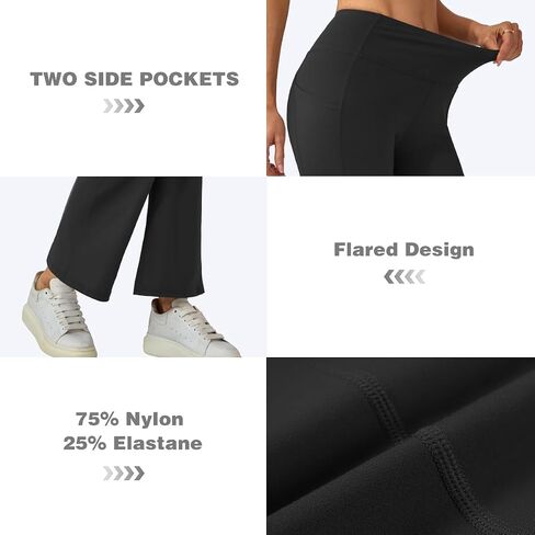 Petite Flared Yoga Pants for Women Wide Leg Side Pockets High Waist Stretchy Bootcut Loose Sweatpants Casual Workout in Saudi Arabia