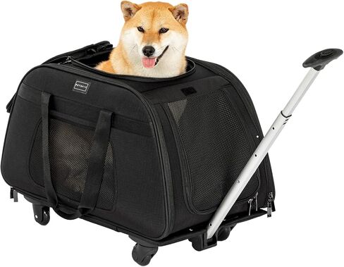 Petsfit Pet Carrier with Wheels, Rolling Cat Carrier for Small Cats, Airline Approved Pet Carrier with Telescopic Handle Perfect for Travelling Under 13lb,Blue in Kuwait