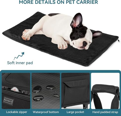 Petsfit Pet Carrier with Wheels, Rolling Cat Carrier for Small Cats, Airline Approved Pet Carrier with Telescopic Handle Perfect for Travelling Under 13lb,Blue in Kuwait