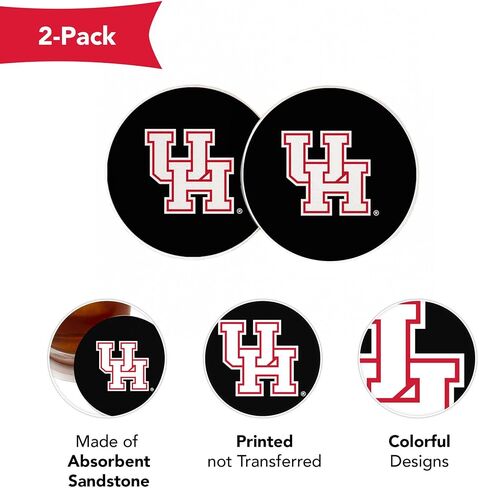 مجموعة منتجات مرخصة من شركة Desert Cactus University of Houston Car Accessories UH Cougars ماصة من الحجر الرملي (التصميم A) in Saudi Arabia