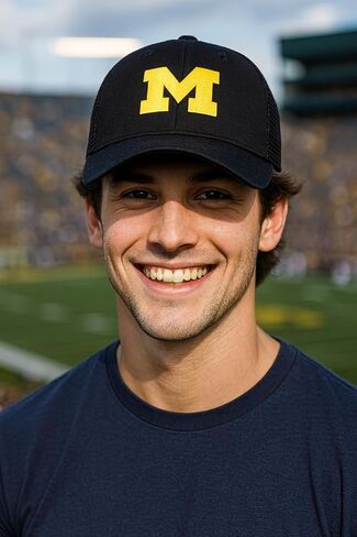 قبعة سائق الشاحنة الشبكية MVP الشبكية من Michigan Navy مرخصة رسميًا، شعار الفريق الأساسي الكلاسيكي مطرز، قبعة رياضية زرقاء قابلة للتعديل in Saudi Arabia