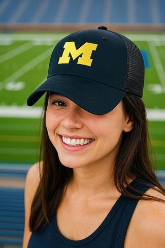 قبعة سائق الشاحنة الشبكية MVP الشبكية من Michigan Navy مرخصة رسميًا، شعار الفريق الأساسي الكلاسيكي مطرز، قبعة رياضية زرقاء قابلة للتعديل in Saudi Arabia