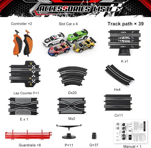 3 IN 1 Slot Car Race Track Sets with 4 High Speed Slot Cars, Electric Race Car Track Include Circular Overpass Flash Tracks, 1:43 Remote Control Track Car Game Toys Gifts for Adults Boys Ages 6 7 8-12 in Saudi Arabia