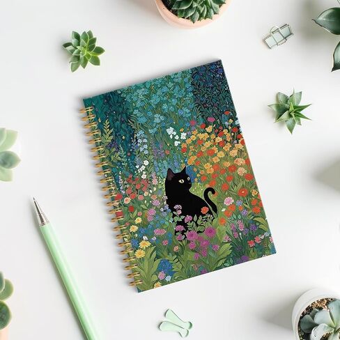 Roxmart Vintage Coffee Black Cat Spiral Noteboor ، Black Cat Gifts Journal ، Cats Lovers Mom Mom Lady Gifts Journal Notebook ، 5.5x8.3 inch in Saudi Arabia