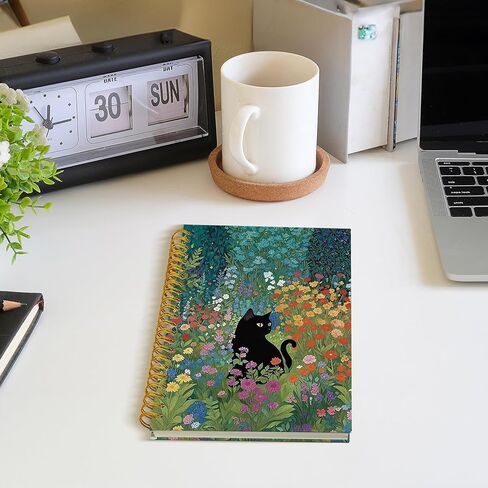 Roxmart Vintage Coffee Black Cat Spiral Noteboor ، Black Cat Gifts Journal ، Cats Lovers Mom Mom Lady Gifts Journal Notebook ، 5.5x8.3 inch in Saudi Arabia
