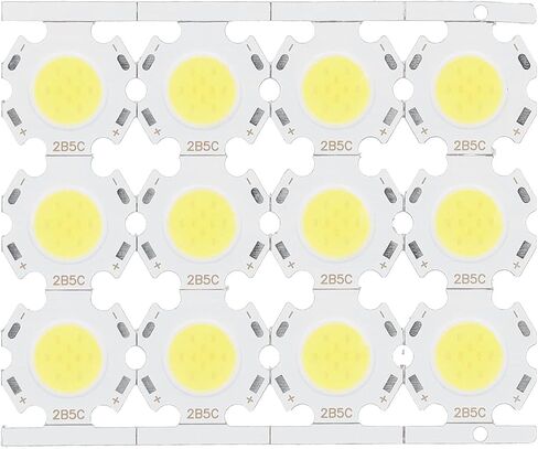 evgatsauto 12pcs round led chips cob light isititer 5w 15-17v leuminium reckrate recespating them reminescing no dowlling for diy spothlights downlights (الإضاءة البيضاء) in Kuwait