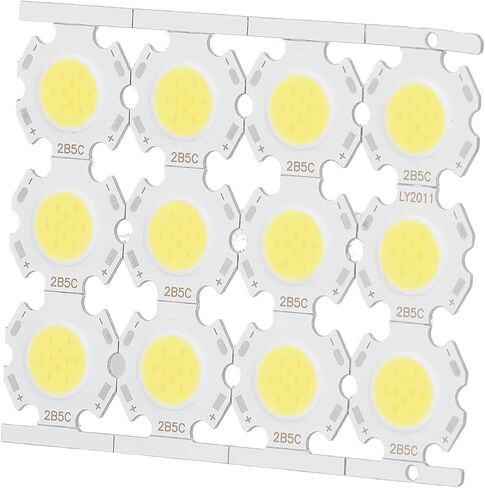 evgatsauto 12pcs round led chips cob light isititer 5w 15-17v leuminium reckrate recespating them reminescing no dowlling for diy spothlights downlights (الإضاءة البيضاء) in Kuwait