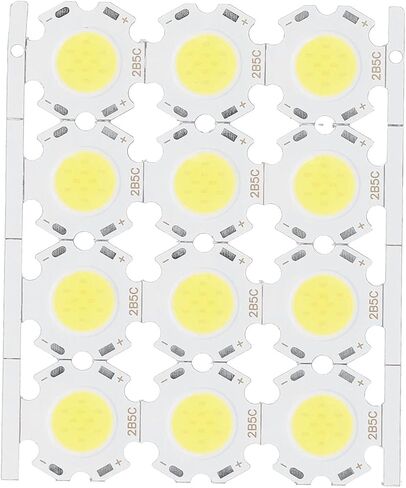 evgatsauto 12pcs round led chips cob light isititer 5w 15-17v leuminium reckrate recespating them reminescing no dowlling for diy spothlights downlights (الإضاءة البيضاء) in Kuwait