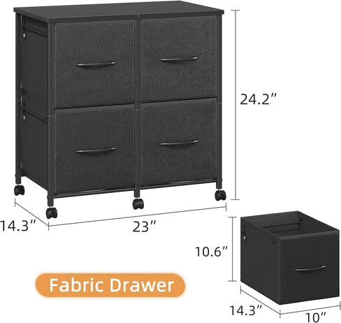 4 Drawer Lateral File Cabinet, Mobile Filing Cabinet for Large Printer, Home Office Functional Small Office Storage Cabinet & Printer Stand, Fabric Drawer, Fits Letter/A4, Rustic Brown in Kuwait