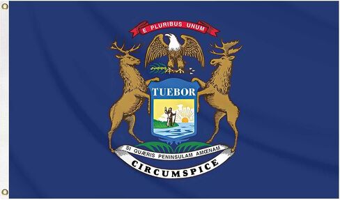 Michigan State Flag Blue Funny Banner 3x5FT Indoor Walls, Outdoor Gardens, Decks, Car, Flags Decorations in Saudi Arabia