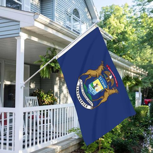 Michigan State Flag Blue Funny Banner 3x5FT Indoor Walls, Outdoor Gardens, Decks, Car, Flags Decorations in Saudi Arabia