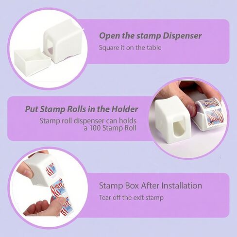 3 Pack Postage Stamp Roll Dispenser for a Roll of 100 Postage Stamp Holder Plastic for Home Office Desk Organization Supplies in Kuwait