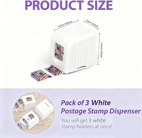 3 Pack Postage Stamp Roll Dispenser for a Roll of 100 Postage Stamp Holder Plastic for Home Office Desk Organization Supplies in Kuwait