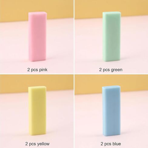 4+8 Pack Cute Sliding Retractable Eraser, 4 Color Erasers with Plastic Sleeve and 8 Refill for Students, Kids, School, Office, Home in Saudi Arabia