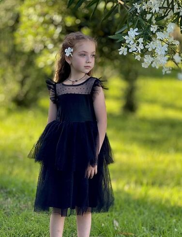 Arshiner Toddler Girls Tutu Sundress Ruffle Sleeve Double Fluffy Tiered Tulle Summer Dresses for Kids 2-8Y in Saudi Arabia