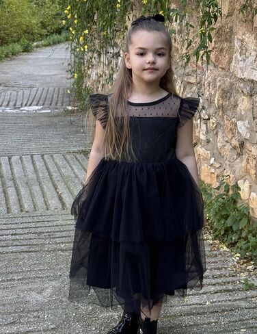 Arshiner Toddler Girls Tutu Sundress Ruffle Sleeve Double Fluffy Tiered Tulle Summer Dresses for Kids 2-8Y in Saudi Arabia