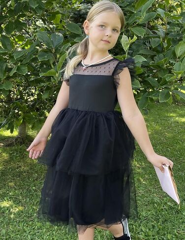 Arshiner Toddler Girls Tutu Sundress Ruffle Sleeve Double Fluffy Tiered Tulle Summer Dresses for Kids 2-8Y in Saudi Arabia