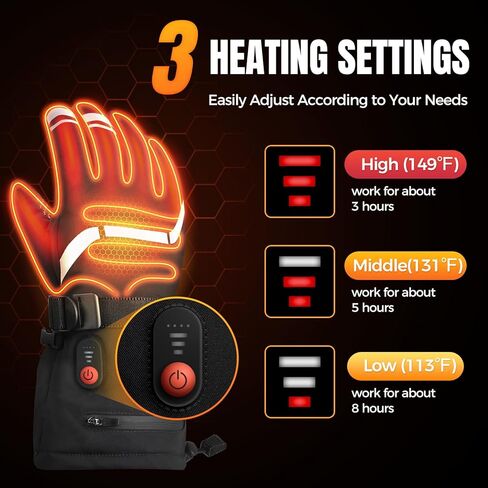قفازات ساخنة هدايا للرجال والنساء، 7.4 فولت 3200 مللي أمبير في الساعة قفازات تسخين كهربائية قابلة لإعادة الشحن، قفازات تسخين مقاومة للماء تعمل باللمس للدراجات النارية والمشي لمسافات طويلة والتزلج والرياضة في الهواء الطلق in Kuwait