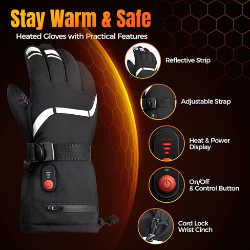 قفازات ساخنة هدايا للرجال والنساء، 7.4 فولت 3200 مللي أمبير في الساعة قفازات تسخين كهربائية قابلة لإعادة الشحن، قفازات تسخين مقاومة للماء تعمل باللمس للدراجات النارية والمشي لمسافات طويلة والتزلج والرياضة في الهواء الطلق in Kuwait