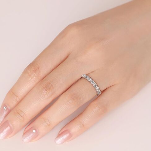 حلقات Meissa Beins Silver Silver Dainty Bands Men and Women Rings 7 Cubic Zirconia Stones Matching Ring Size (مجموعة من حلقتين) in Saudi Arabia