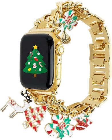 سوار ساعة Apple الفاخر للنساء - حزام معدني قابل للتعديل مع ديكور أنيق، متوافق مع iwatch مقاس 38 مم، 40 مم، 41 مم، 42 مم، 44 مم، 45 مم، 46 مم، 49 مم سلسلة ساعات Apple 10/9/8/7/6/5/4/3/2/1/SE in Kuwait