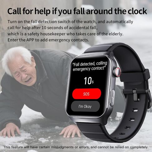 Yihou Fall Detection Smart Watch for Seniors Fall Alert Watch with SOS Heart Rate Monitor Sleep Monitoring Pedometer for Android iOS Rosegold Silicone in Saudi Arabia