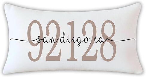 وسادة عنوان مخصصة مخصصة الرمز البريدي City Lumbar Pillow لمدخل مقعد Housewarming House House Elining Home Home Gift in Kuwait