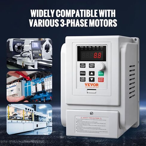 VEVOR VFD 3HP ، 2.2KW ، 10A ، 1 المرحلة 220V-240V إدخال إلى 3 المرحلة 220V-240V متغير محرك التردد ، 0-400Hz VFD للتحكم في سرعة محرك AC in Kuwait