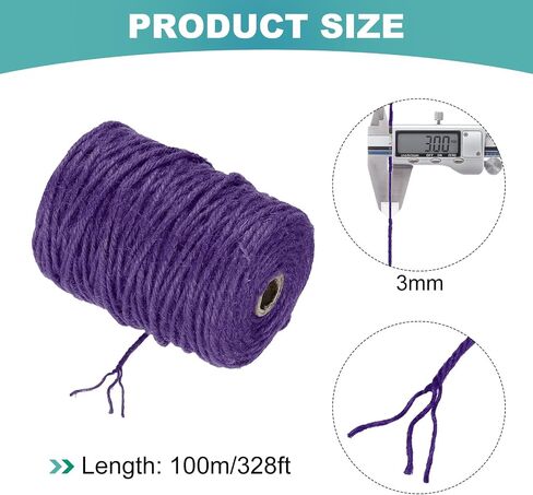 Meccanixity Natural Jute Twine String 328ft × 3 مم حبل خيوط طويلة طويلة للفنون الحرف اليدوية غلاف الزفاف عيد الميلاد ، البرتقالي in Saudi Arabia