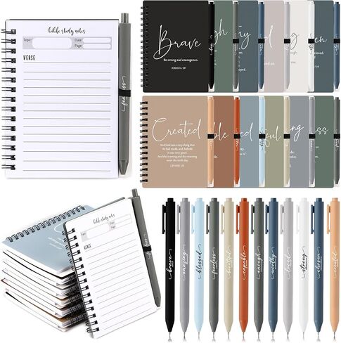 Kosiz 12 Sets Christian Spiral Notebooks Bulk Bible Study Prayer Journals with Bible Pens Aesthetic Small Notepad Pens Inspirational Gifts for Women Men Church Groups Families Office School Supplies in Saudi Arabia