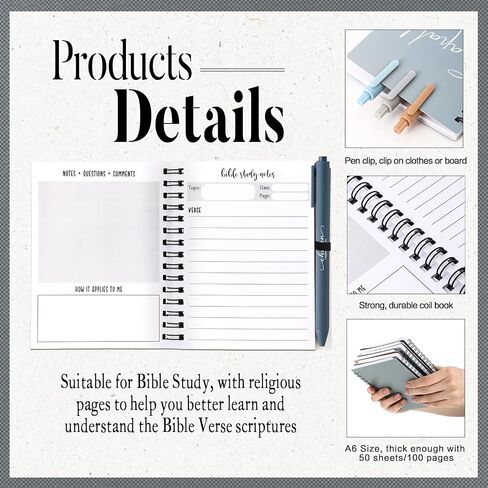 Kosiz 12 Sets Christian Spiral Notebooks Bulk Bible Study Prayer Journals with Bible Pens Aesthetic Small Notepad Pens Inspirational Gifts for Women Men Church Groups Families Office School Supplies in Saudi Arabia