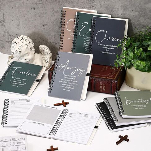 Kosiz 12 Sets Christian Spiral Notebooks Bulk Bible Study Prayer Journals with Bible Pens Aesthetic Small Notepad Pens Inspirational Gifts for Women Men Church Groups Families Office School Supplies in Saudi Arabia